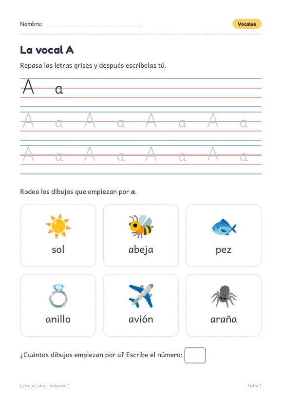 Ficha de la vocal A